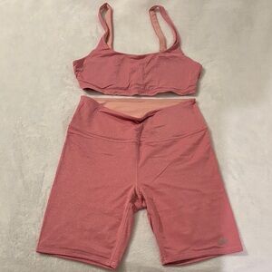 RARE ALO YOGA pink glitter set size small